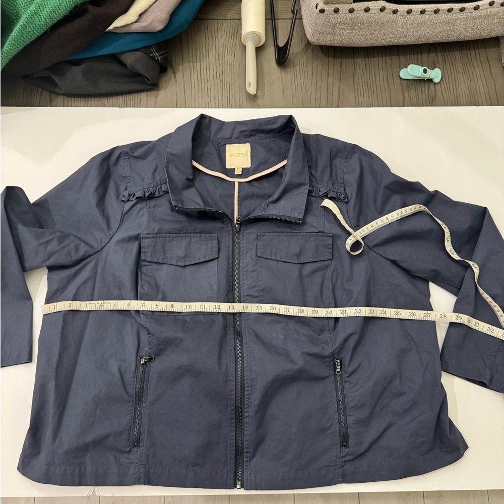 ModCloth Blue Utility Jacket Ruffled Size 4x - Picture 8 of 14